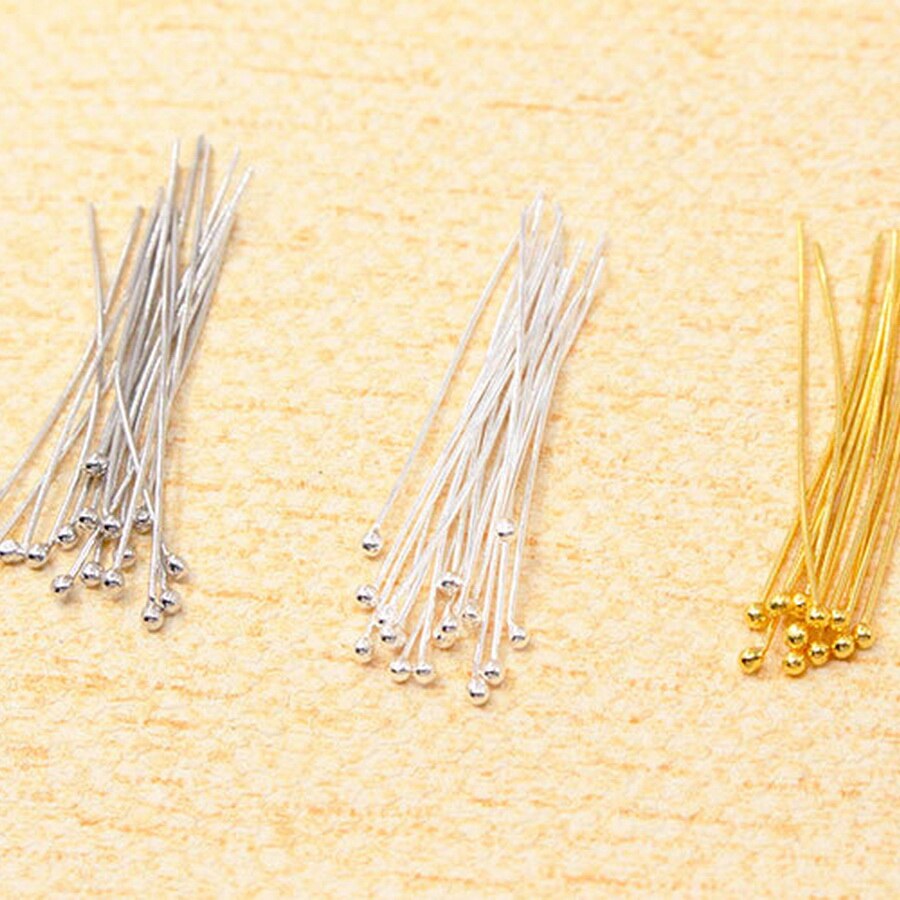 925 Sterling Silver Pin Ball Head Pins Needles 20MM 30MM 40MM Length For DIY Jewelry Findings Accessories 50pcs/lot