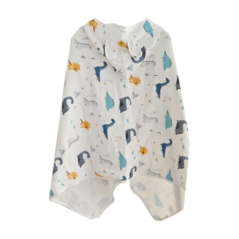1 pc baby badrock med huva, badhandduk med tecknad print, mjuk, absorberande bomullsmantel, poncho, badrock för barn: Dinosaurievärld