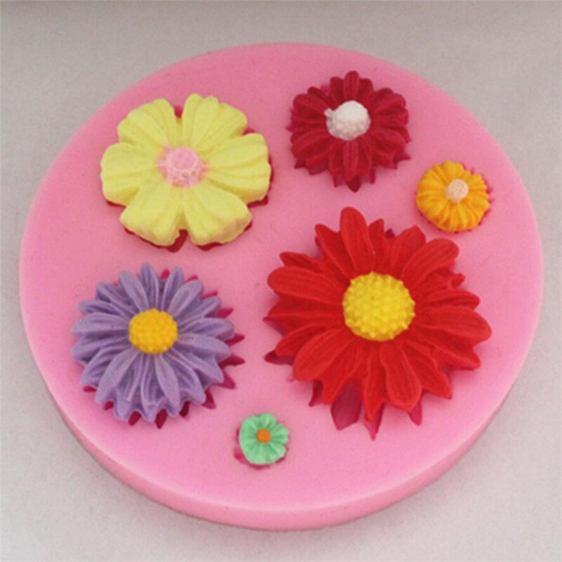 3D Zonnebloem Rose Bloemen Siliconen Mal Cake Grens Decoratie Sugarcraft Cakevorm Polymeer Klei Ambachten Diy Bakken Mallen