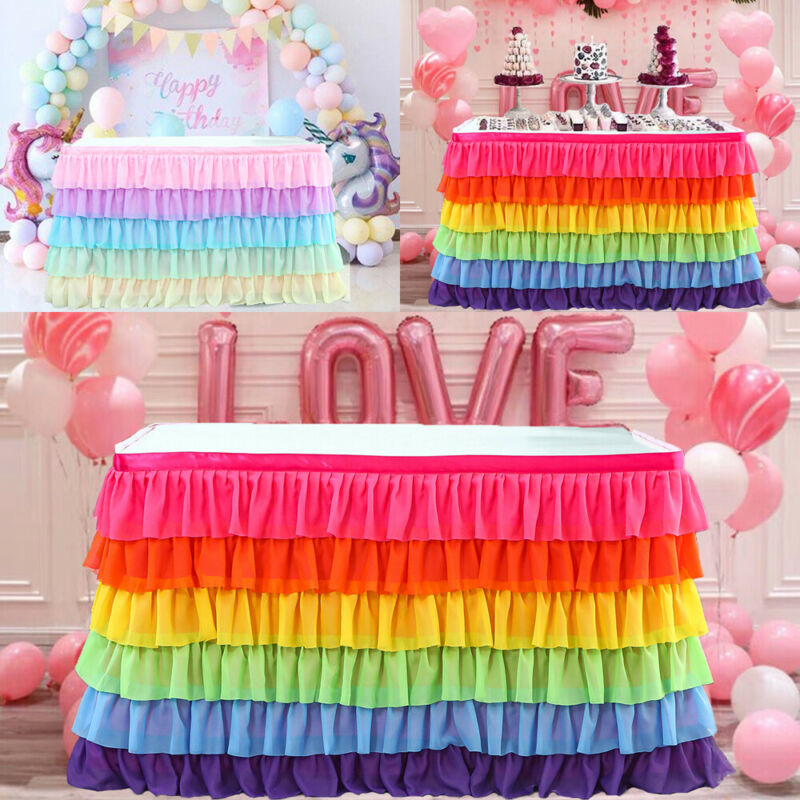 Multifarvet borddug dække rektangel bord nederdel bordservice fødselsdag dekor bord nederdele