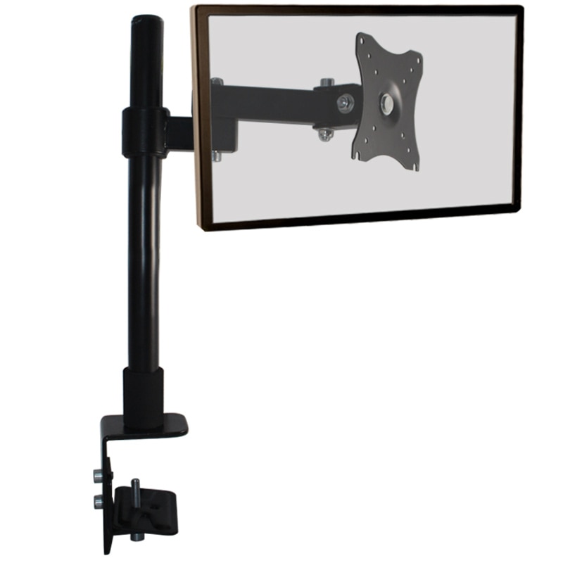 HILLPORT 10-27&quot; Steel Single Arm Lcd Tv Table Mount Tilt 360 Rotate Monitor Desktop Stand Vesa 75 100 Full Motion Bracket White