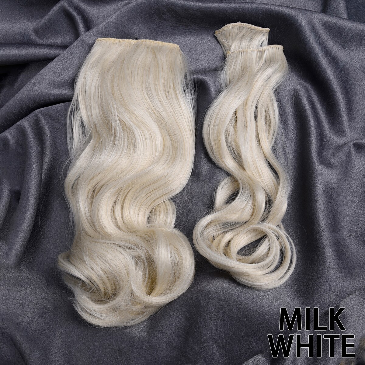 Silike – Extensions de cheveux synthétiques 16 pouces, postiche Halo Invisible, ligne de poisson, 6 Clips, longue ondulée, résistante à la chaleur, 3 postiches pour femmes: WHITE BLONDE