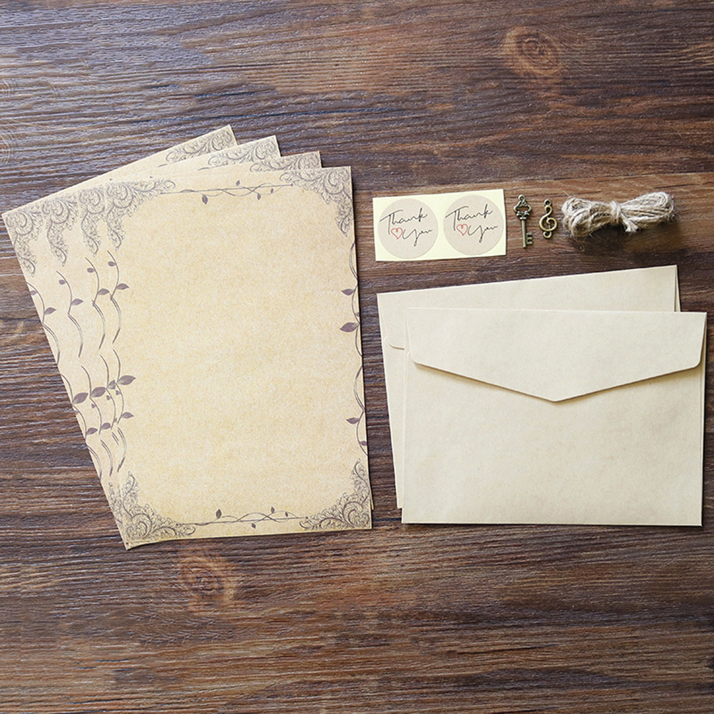 Juego de sobres de papel Kraft Vintage Retro, sobres de invitación de carta de amor para el Día de San Valentín, accesorios de papel de escritura con cuerda: 03