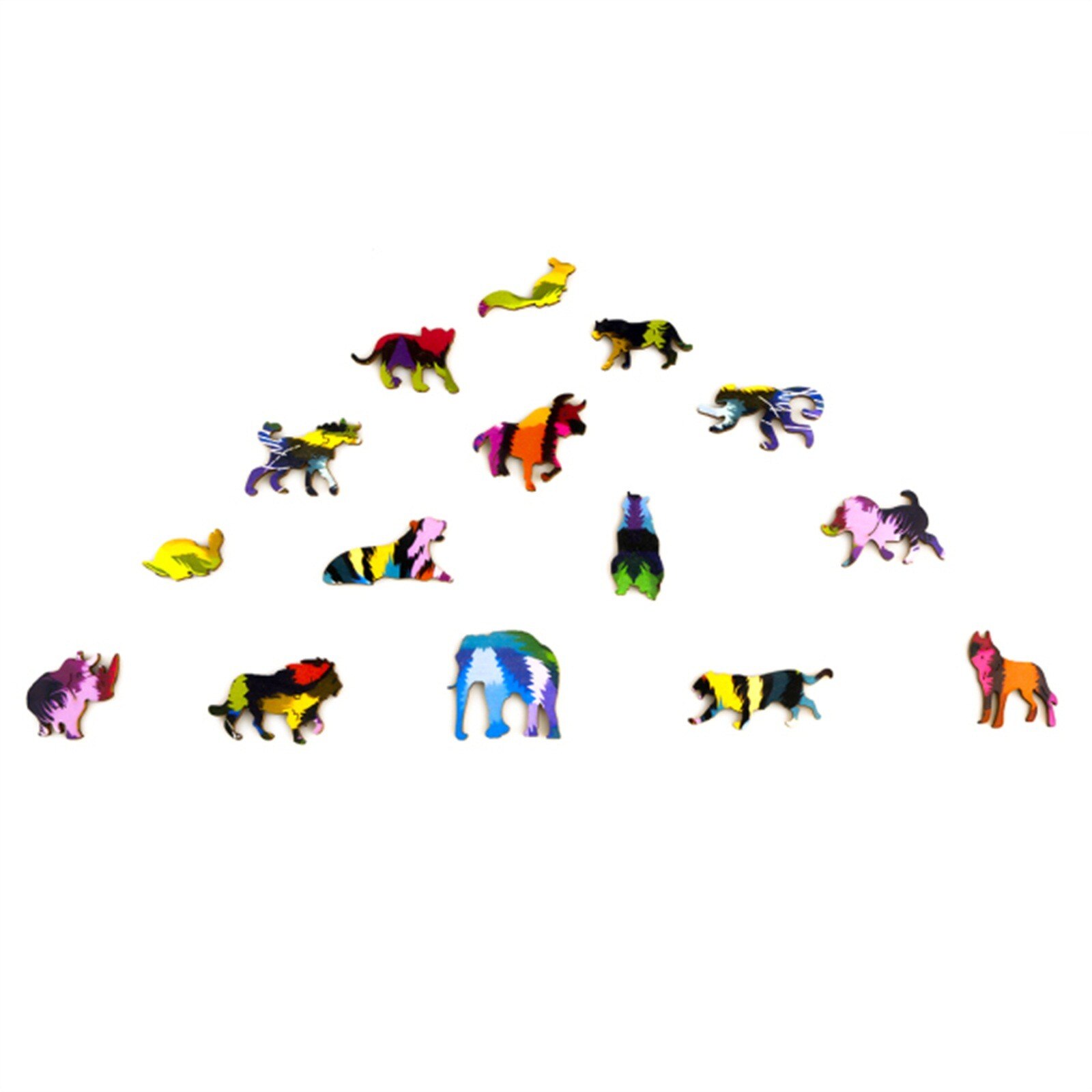 116pcs Rainbow-tiger Wooden Puzzle Unique Shape Pieces Animal For Adults And Kids Can Hang It Up On The Living Room