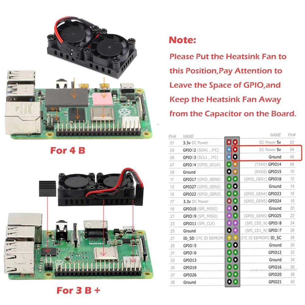 Raspberry Pi 4 Model B Dual Fan with Heat Sink Ultimate Double Cooling Fans Passive Cooler for Raspberry Pi 4B for RPI 3B+