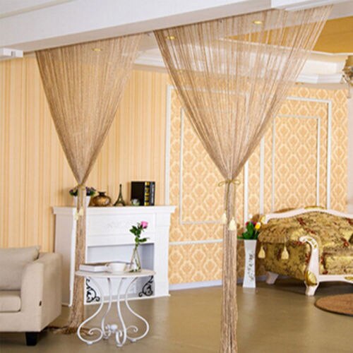 Romantique maison chaîne fenêtre porte ligne chaîne frappant rideau toile de fond panneau aveugle glands cantonnière chambre décor: Beige
