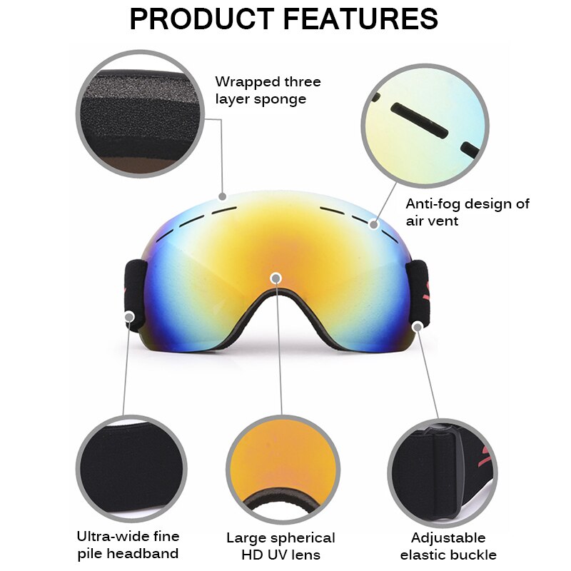 Ski Bril Mannen Vrouwen Snowboard Bril Bril Skiën Klimmen Bescherming Sneeuw Ski Bril Anti-Fog Ski Masker Eyewear