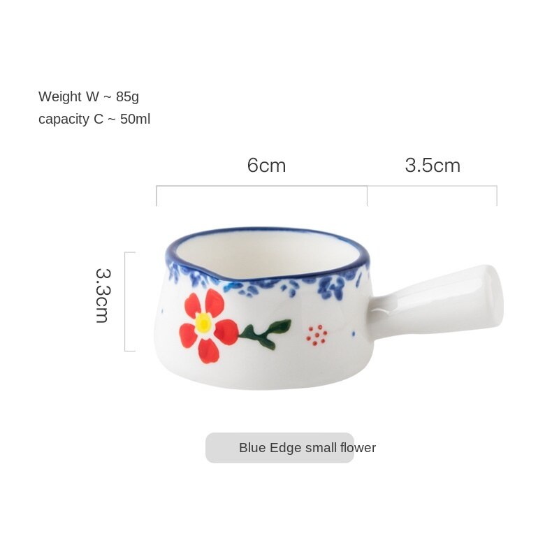 2PCS Cute Hand-painted Ceramic Small Dish Seasoning Gravy Boats Tableware Seasoning Dish Mini Milk Pan Coffee Pot LB460: color4