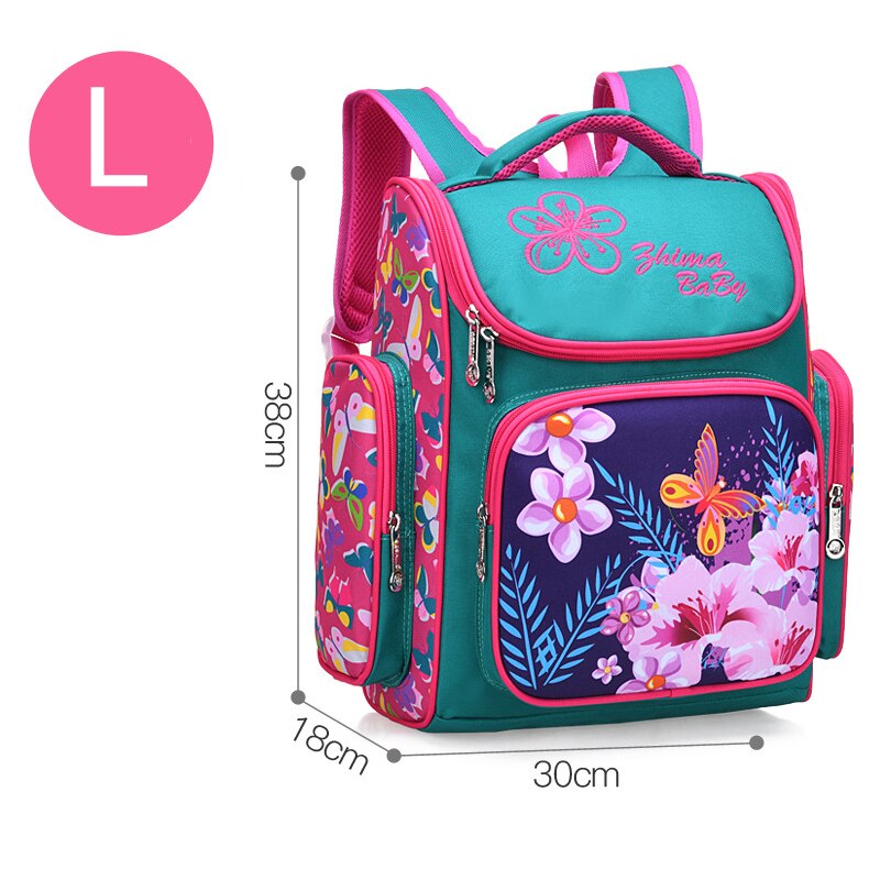 School Bags For Girls Cute Cartoon Children's Backpack Orthopedic Schoolbag Big Capacity School Backpack School Girl Bag: rose-large