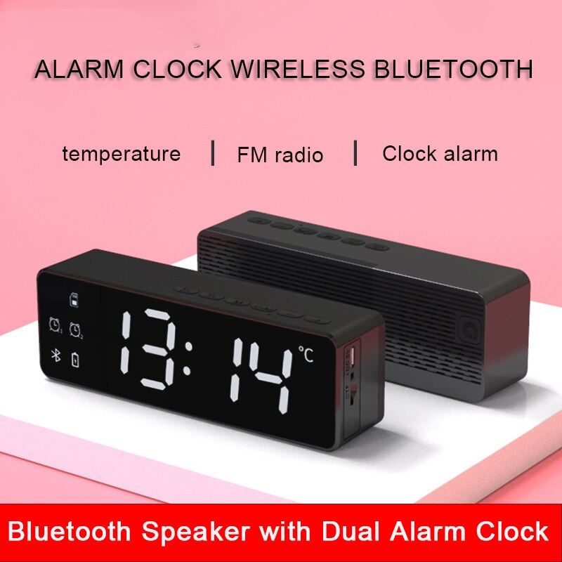 alarm clock bluetooth speaker With FM Radio Wireless Mini Portable Alarm Clock Speaker LCD digital table Clock decor