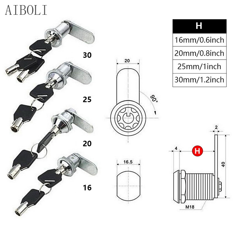 Cylinder Locks Door Cabinet Mailbox Padlock Drawer Cupboard Box Lock With 2 Keys For Furniture Hardware
