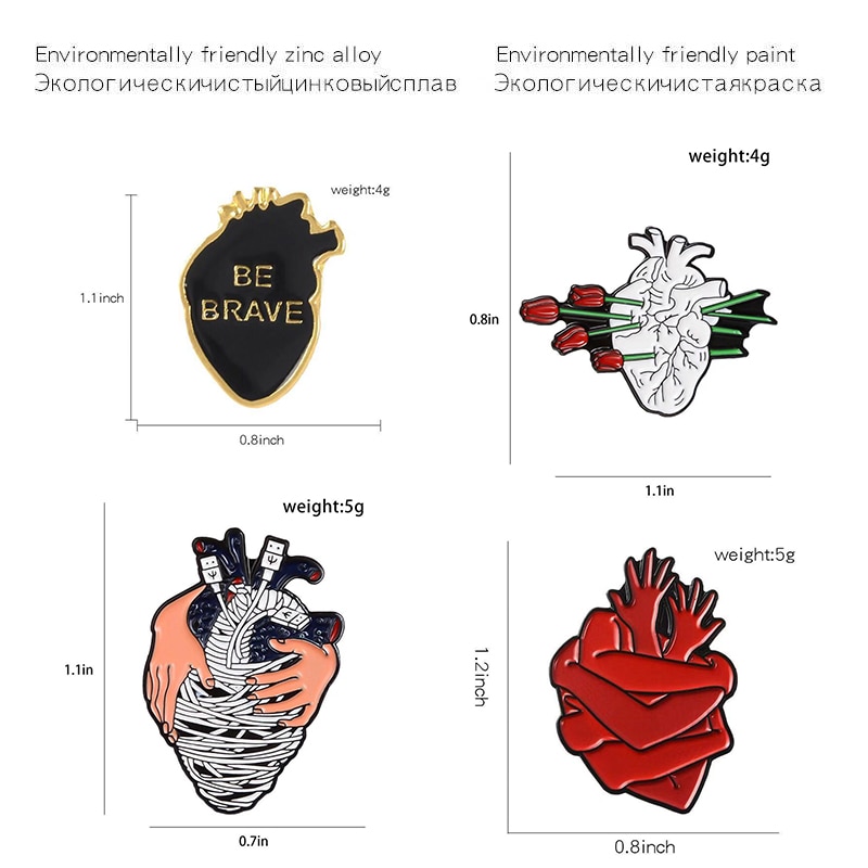 Anatomisch Hart Emaille Pins Medische Anatomie Broche Hart Pin voor Arts en Verpleegkundige Revers Pin Badge Medische Sieraden Broches