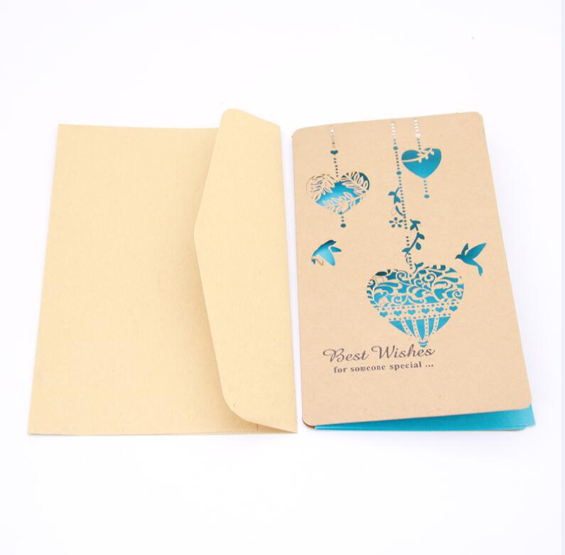 1 Set Van Retro Hollow Valentijnsdag Kaarten/Kraft Kaarten/Verjaardag Groeten Mooie Zegen Vouw Kaarten: F