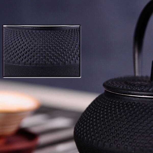 Style Cast Iron Kettle Teapot Comes With Strainer Tea Pot 300ml (Black)