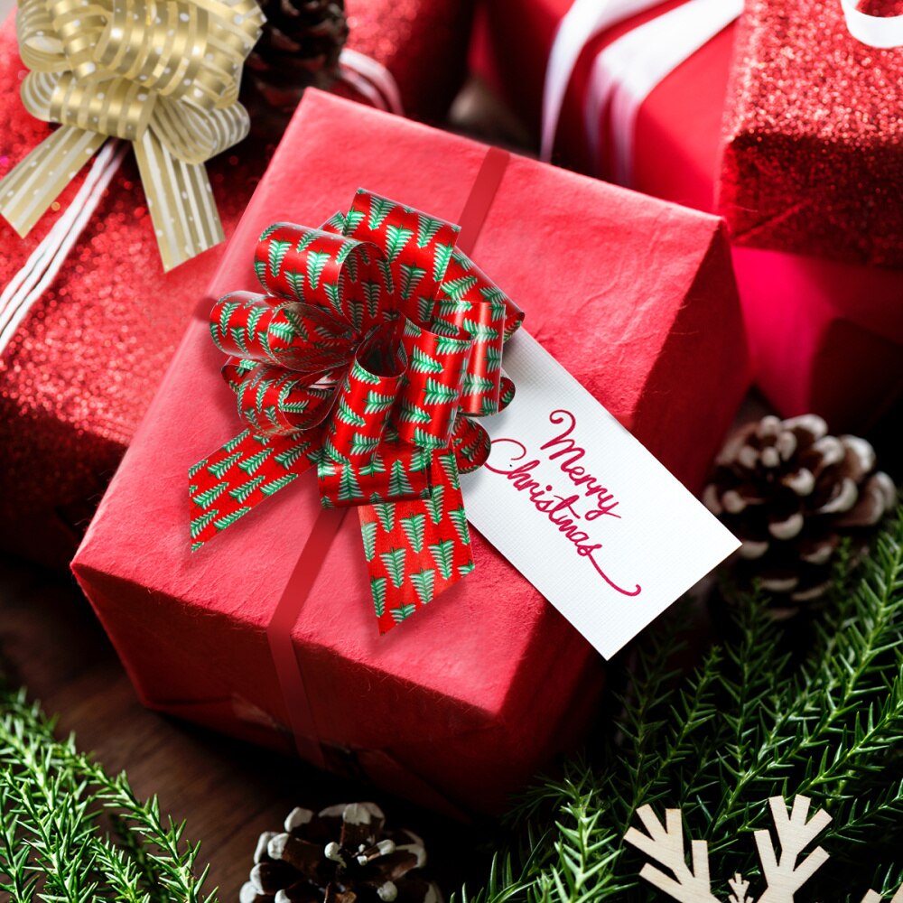 UNOMOR 24PCS Christmas Bows Pull Bows for Decoration Christmas Wrapping Baskets and Wine Bottles Decoration