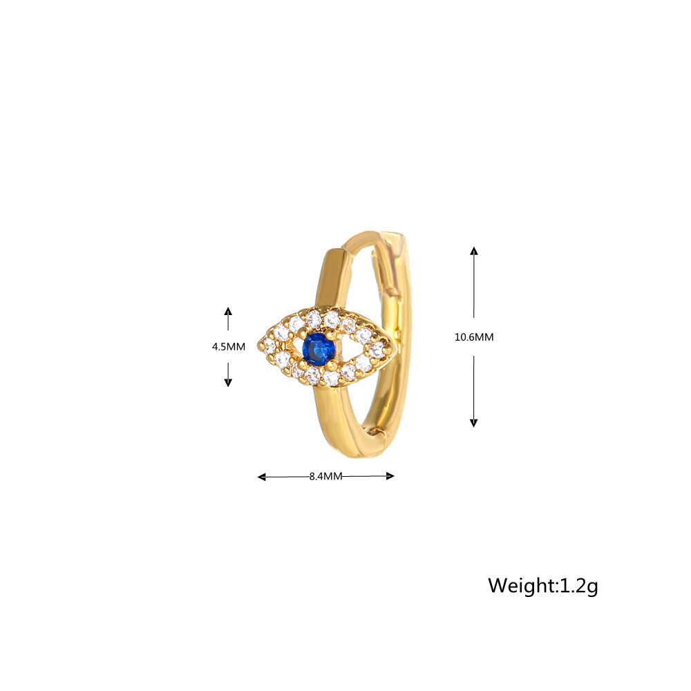Pendientes de aro para Piercing de cartílago de oreja de acero inoxidable para mujer, aretes pequeños Huggie de mal de ojo, accesorio de joyería Punk para , 1 ud.: Bañado en rodio de imitación