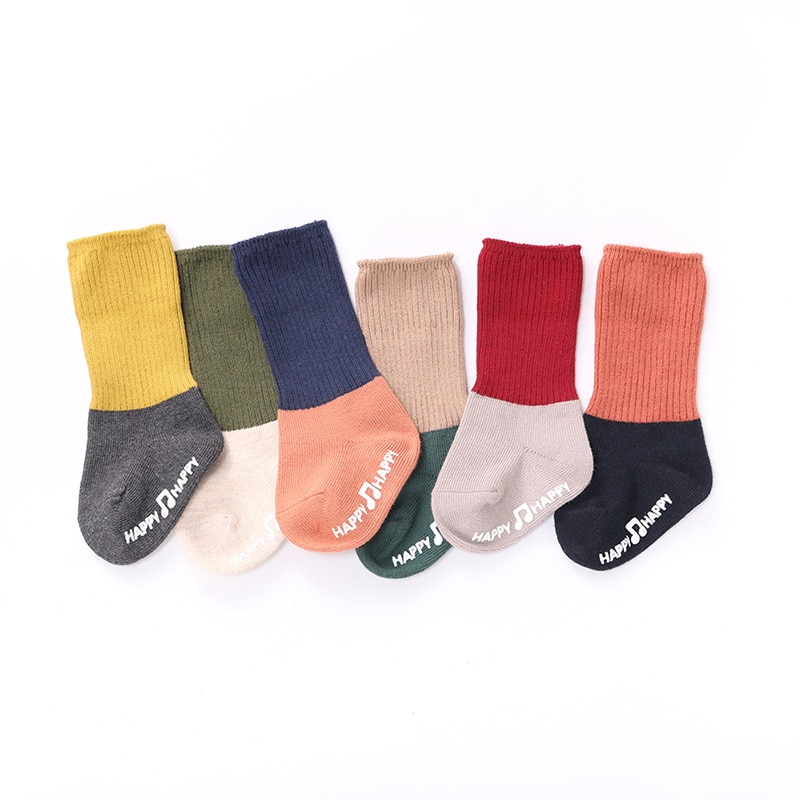 9 farver bomuld babystrømper dreng piger børn skridsikre sokker tykke holde varmen vintergulv ankel uldsok i 0-6 måneder