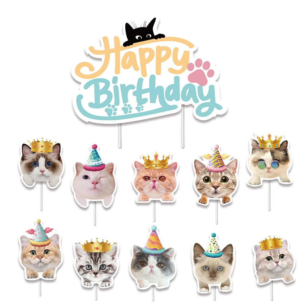 Meow cat balloons Birthday Party Decoration pet theme party balloons banner cake topper birthday festive party supplies