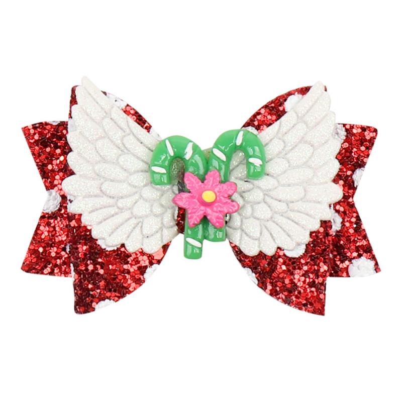 Children's Flash Hair Clip Bow Handmade Hair Accessories Girl Cute Headdress Christmas 3 Inch Wing Hair Clip