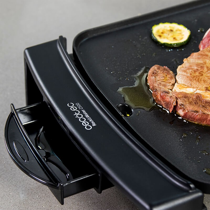 Cecotec Black&amp;Water 2500 Plancha de Asar Eléctrica de Cocina Revestimiento Daikin Asegura la Máxima Antiadherencia Amplia Superficie Cocinado 45 x 25cm Temperatura Ajustable Apta para la Limpieza en Lavavajillas