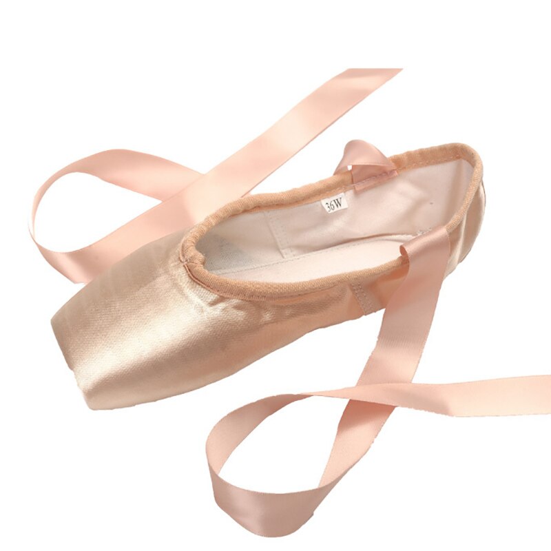 USHINE 29-44 ladies satin ballet shoes with ribbons ballet pointe shoes ballerina girls woman