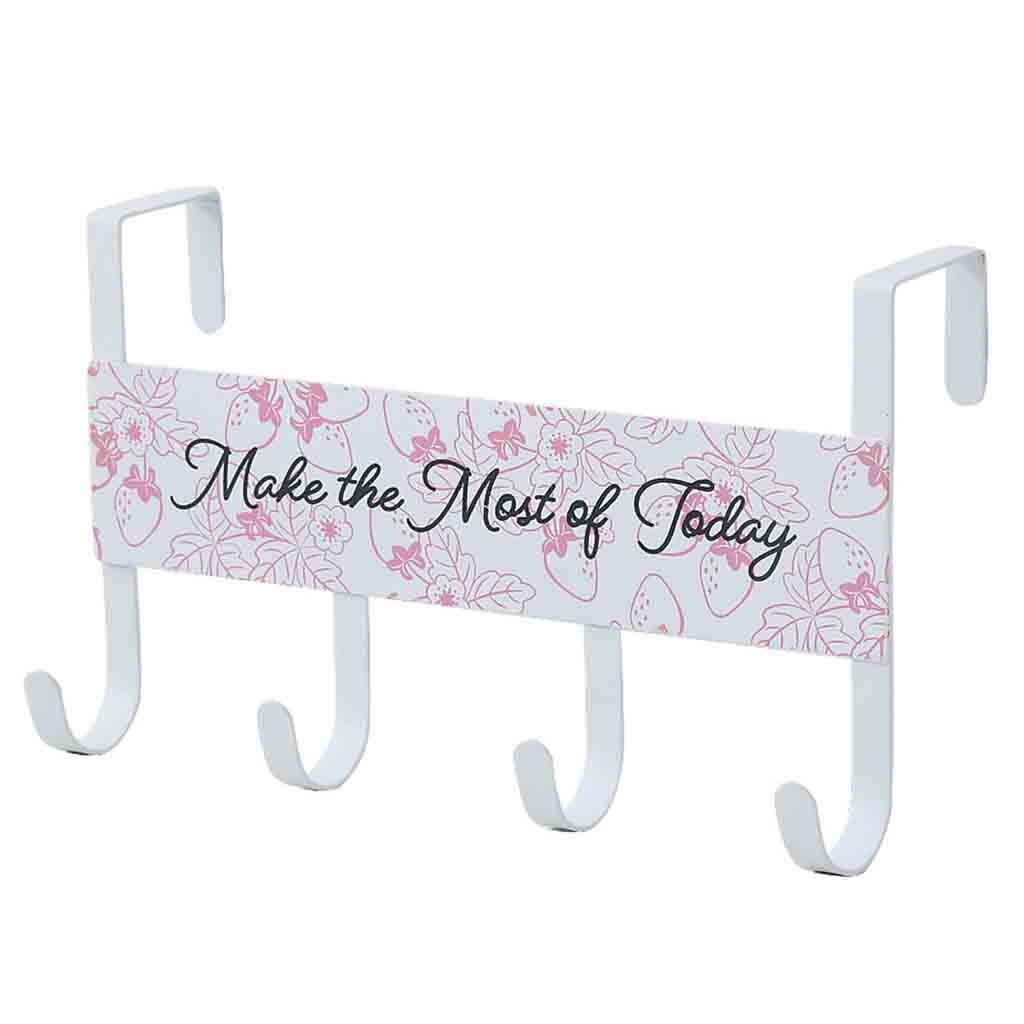 kichen organizer Over-The-Door Hook Rack Metal Hooks Hanger Storage Holder Hanging Coat Hat home decoration accessories: Black