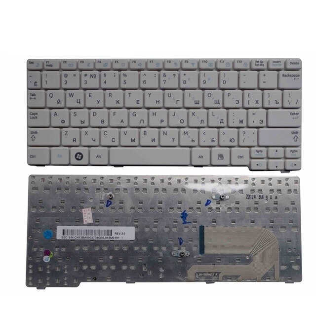 clavier russe pour Samsung N150 plus N143 N145 N148 N158 NB30 NB20 N102 N102S NP-N145 ordinateur portable noir/blanc RU mise en page: White