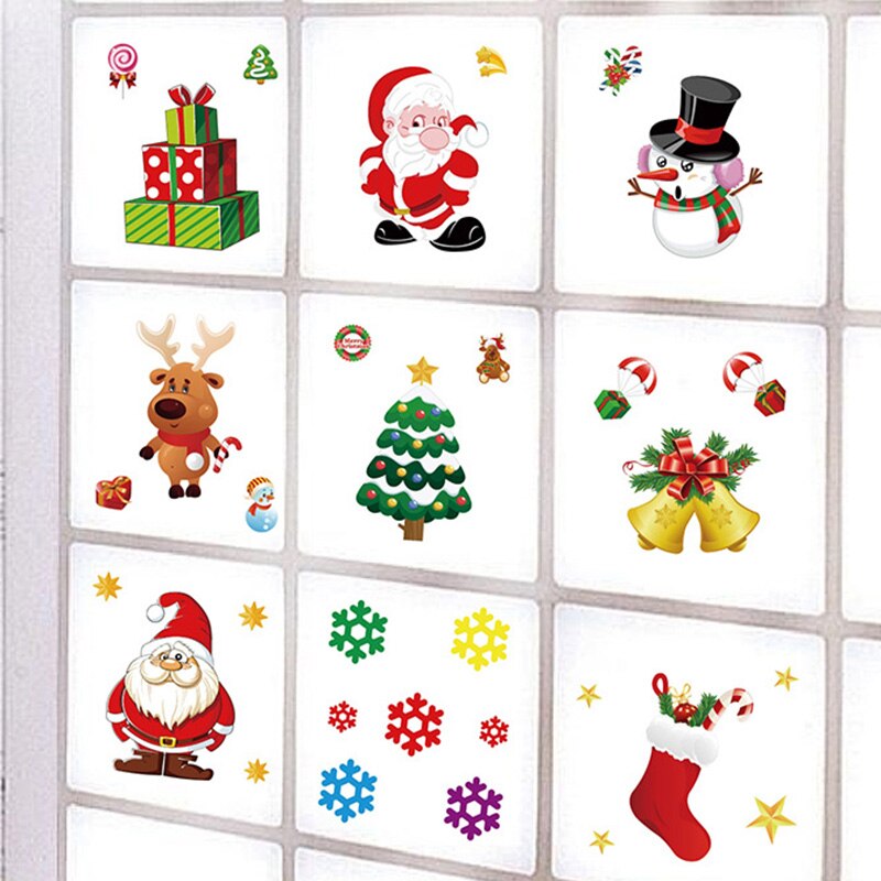 Kerst Raamstickers Kerstversiering Raam Kleeft Diy Cartoon Sticker Kids Xmas JAN88