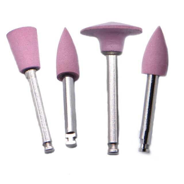 4 stk/parti dental gummi slibehoveder tænder lyshærdende harpiks polermaskine til lavhastigheds maskine polering kit tandlæge materialer: 4 stk lyserød