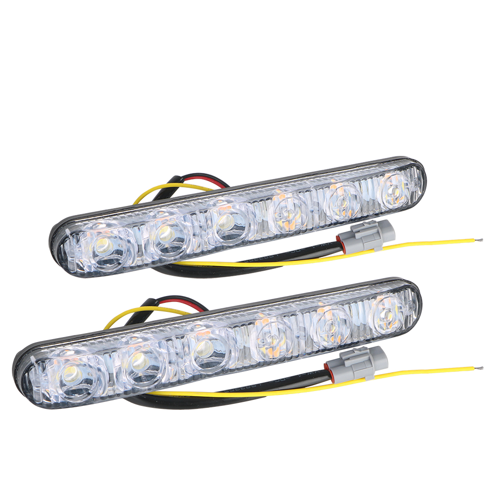 1 paire universelle lumière du jour style de voiture étanche DRL voiture diurne lumière LED clignotants indicateurs Auto feux de jour: Default Title