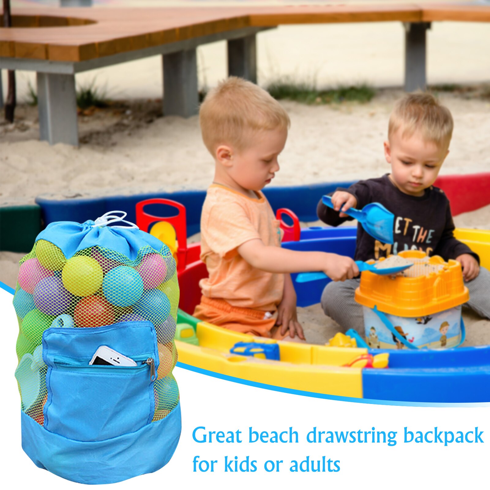 Large Mesh Beach Bag Sand Away Drawstring Beach Bag Large Beach Toys Mesh Bag Foldable Mesh Beach Bag Lightweight Organizer For