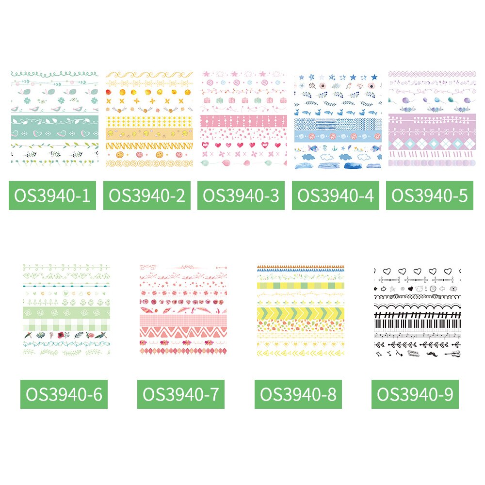 10Rolls Freash Washi Japanse Papier Tapes Afplakband Scrapbooking Tape Roll 8Mm 3 Meter/Roll Voor Diy decoratie Cadeaupapier
