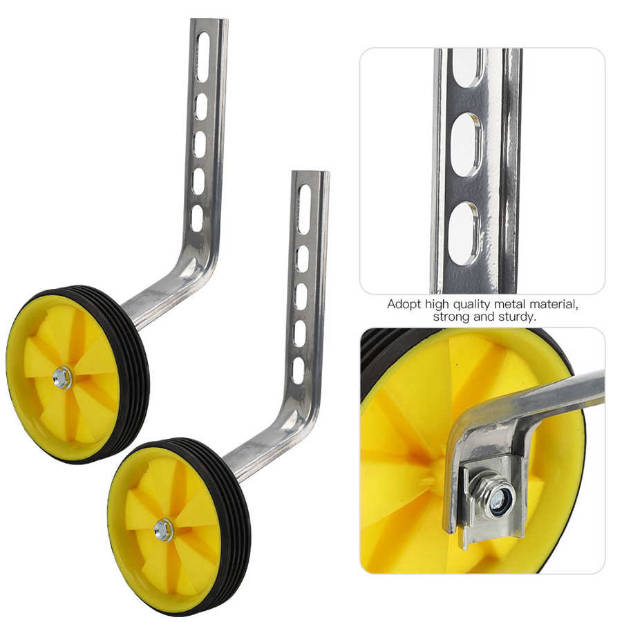 Universal Bicycle Auxiliary Wheel 12 14 16 18 20 Inch Bicycle Support Wheels Side Training Wheel (Yellow)