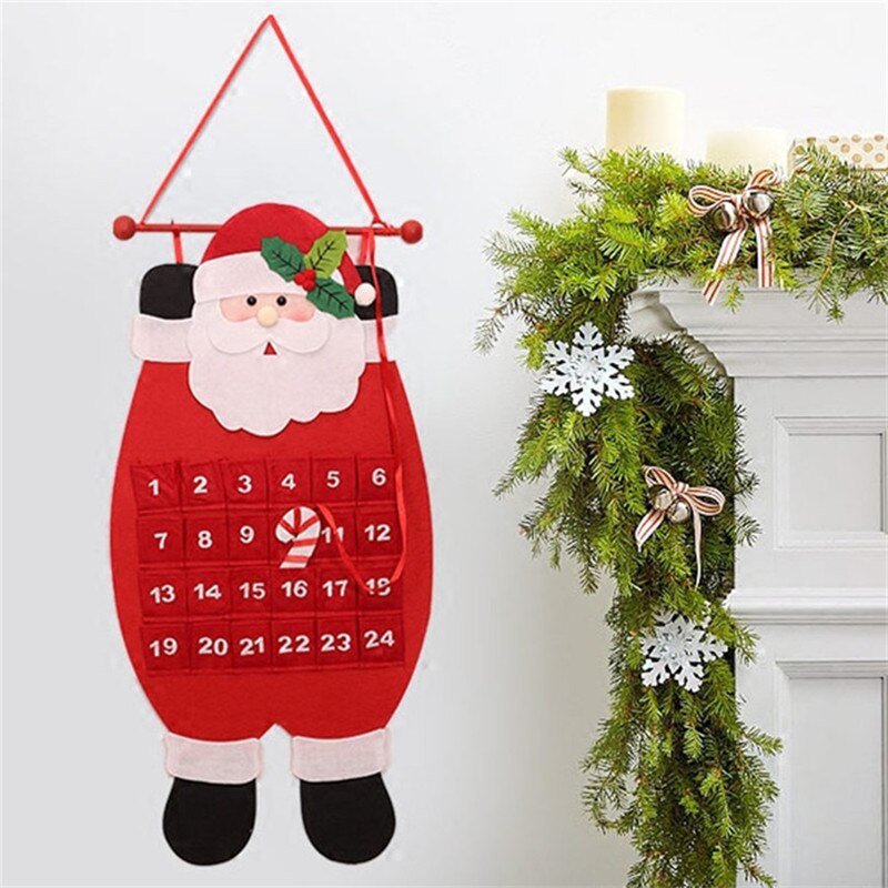 Adventskalender år påminnelse kalender juldekoration vägg dörrhängande prydnader härlig datum 1-24 nedräkningskalendrar: Jultomten