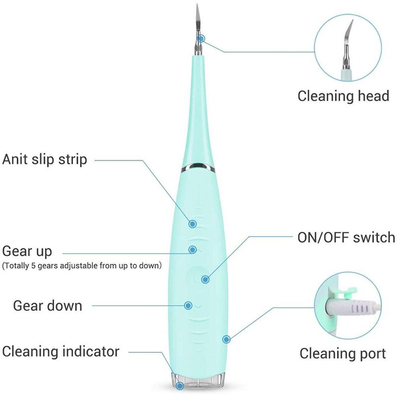 Elektrisk ultralyd sonisk dental scaler tandstensrenser tandpletter tandsten værktøj blege tænder tandsten fjerne