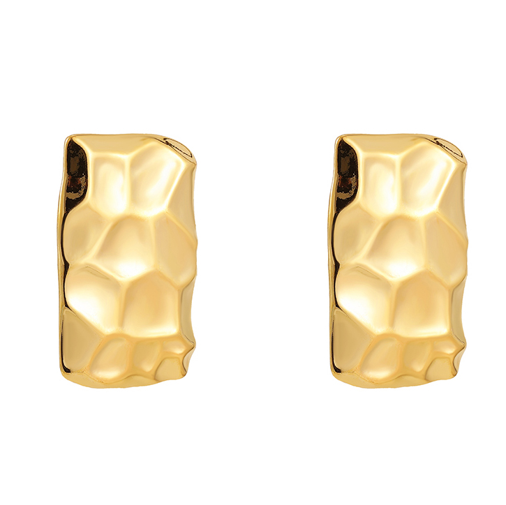 Pendientes geométricos con textura de acero inoxidable para mujer, aretes con nudo torcido chapado en oro de Metal liso, joyería Vintage llamativa: Bronce antiguo plateado