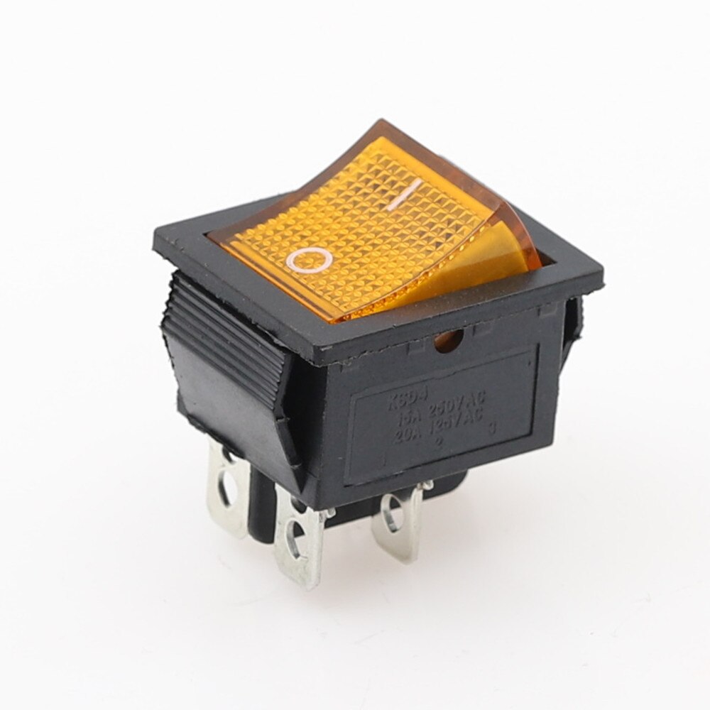 KCD4 Op-Off 16A 250VAC/20A 125VAC Rode Knop Licht Tuimelschakelaar 4 Pin Rocker Schakelaar: YELLOW