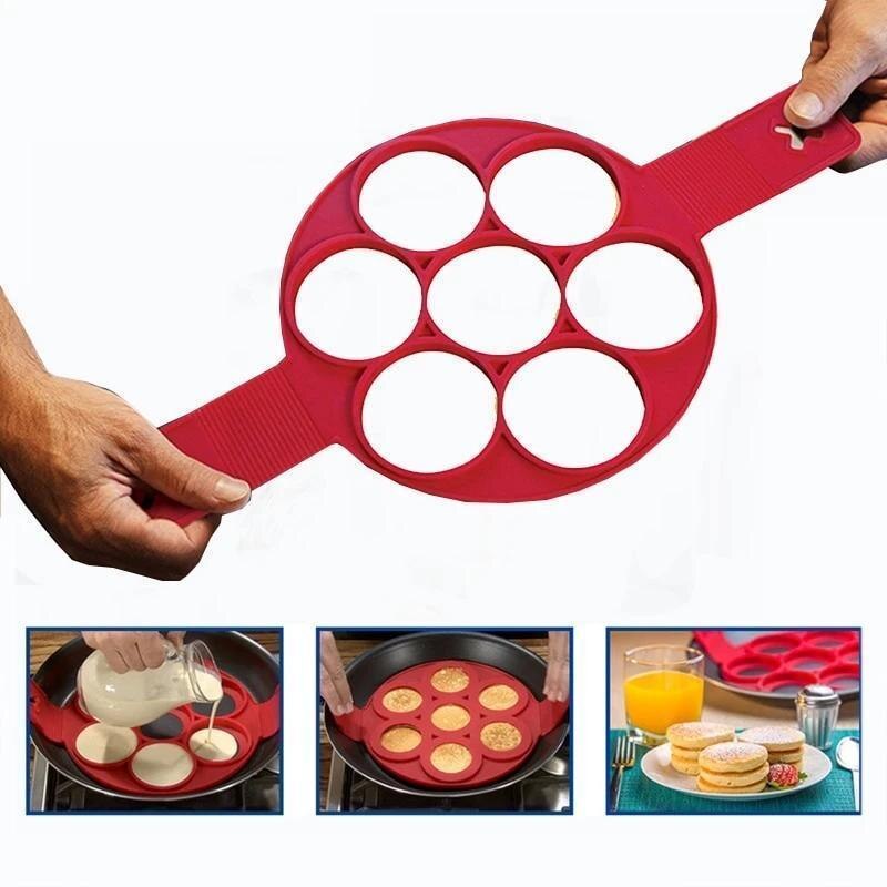 Moldes de tortitas antiadherentes para cocinar, utensilio de silicona reutilizable para hornear, con tapa, 1 Uds.