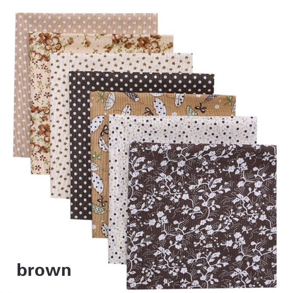 Printed Cotton Cloth 25x25cm Embroidery Handcraft Handmade Accessories 7pcs/Set Doll Clothes Patchwork DIY Sewing: Brown