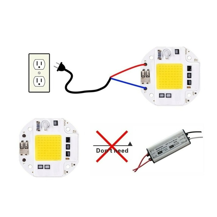 Puce LED COB haute puissance 100W 70W 50W, sans soudure, pour projecteur, projecteur 220V 110V, perles lumineuses intégrées, aluminium blanc