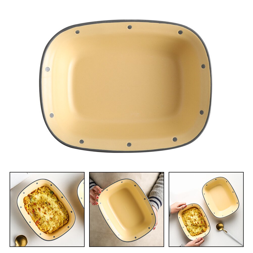 Ceramic Plate Ceramic Baking Food Plate Food Holder Restaurant Salad Bowl: Yellow
