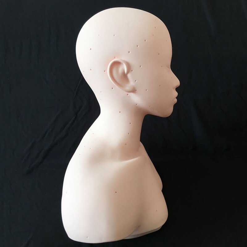Closed Eyes Mannequin Head With Shoulder Acupoint Acupuncture Massage Makeup Eyelash Extension Practice Model Head