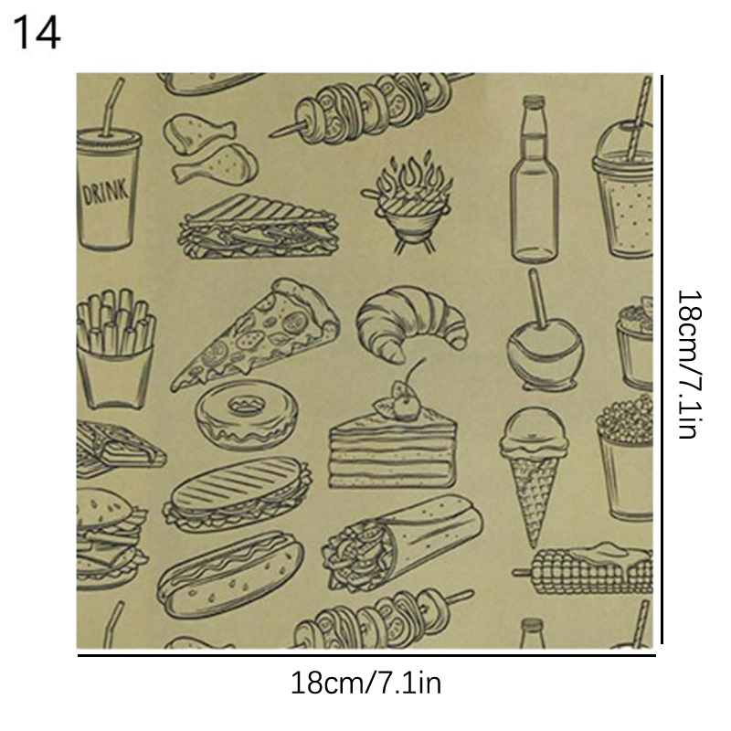 Absorberende Papir til matte - 50 Stk - burger, Pommes Frites & baking: beige