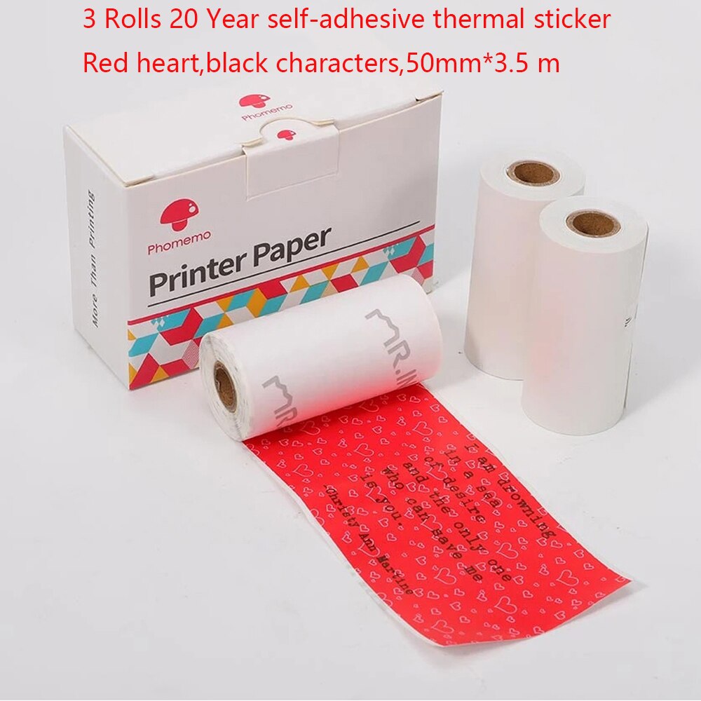 Phomemo – Papier thermique auto-adhésif, étiquette autocollante imprimable, pour imprimante M02/M02S/M02Pro, Papier Photo: 20Year Sticker Red