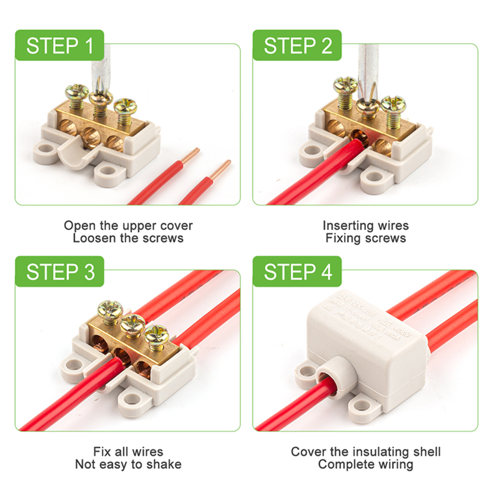 Alta potencia 1 entrada salida múltiple Cable empalme 60A/400V 1-6mm2 conector de Cable tornillo bloque de terminales de cableado 80A/1000V 2,5-16mm2