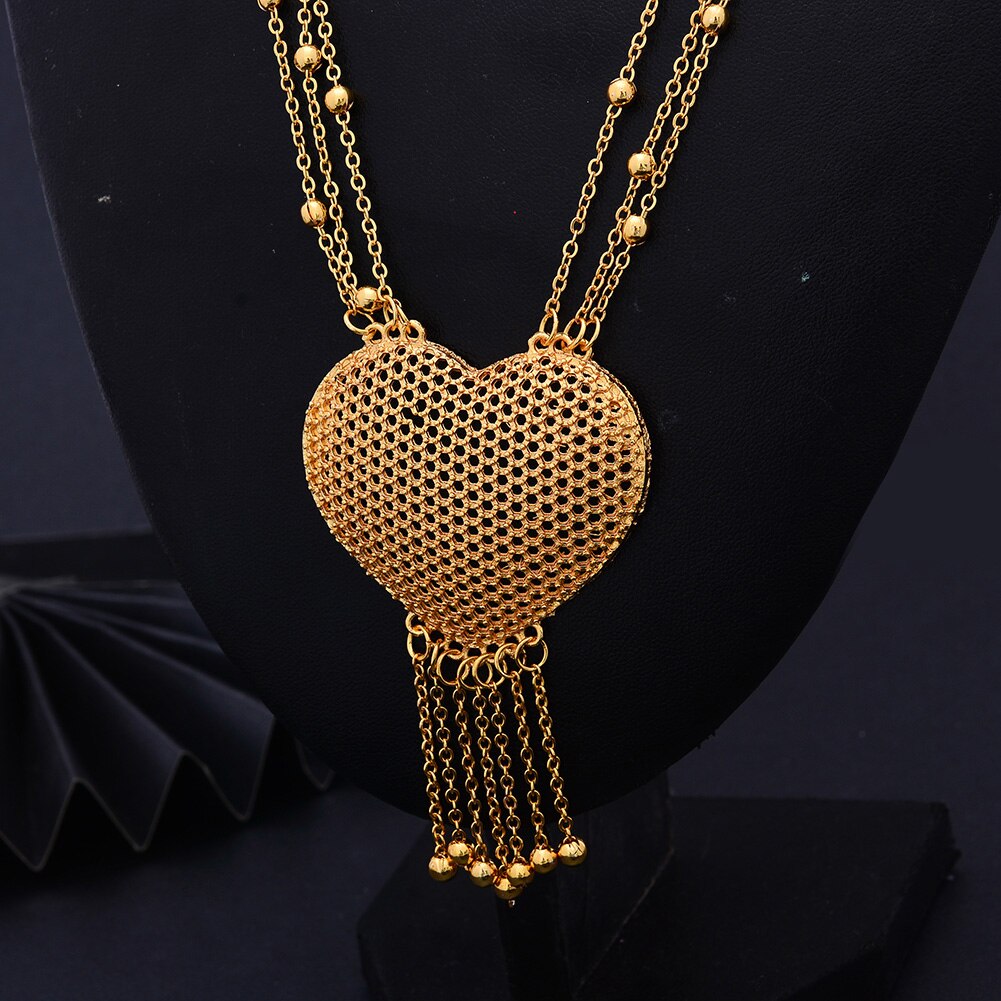 Wedding Bijoux Desigh AFraic Bangles/Earrings/Pendant/Necklace Gold Color Heart Jewelry Set For Women