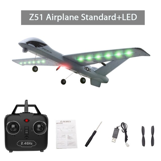 Model Gliders RC Plane 2.4G 2CH Predator Z51 Remote Control RC Airplane Wingspan Foam Hand Throwing Glider Toy Planes