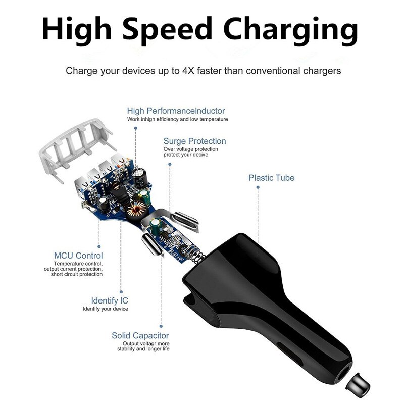 ANMONE – chargeur de voiture 4 ports Usb QC3.0, adaptateur de téléphone portable, Charge rapide, universel, pour Smartphone, GPS, enregistreur de conduite