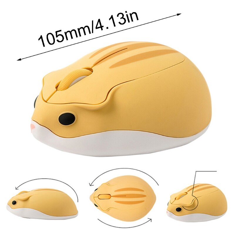 2.4G Wireless Optical Mouse Cute Hamster Cartoon Computer Mice Ergonomic Mini 3D