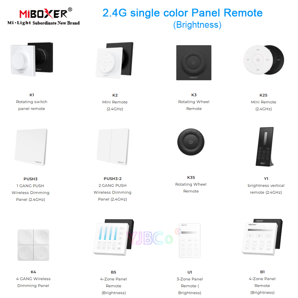 MiBoxer 2,4G Dimmpanel Fernbedienung einfarbiger Schalter schwach Helligkeitsregler K4 K1 k2 K2S K3 K3S Y1 B1 B5 U1 drücken3 drücken3-2